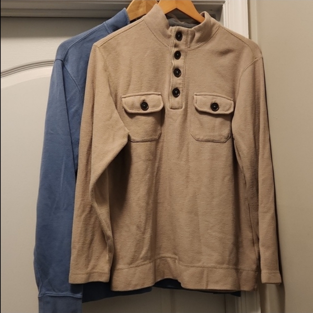 Set of (2) Men"s Ribbed Pullover Shirts, medium